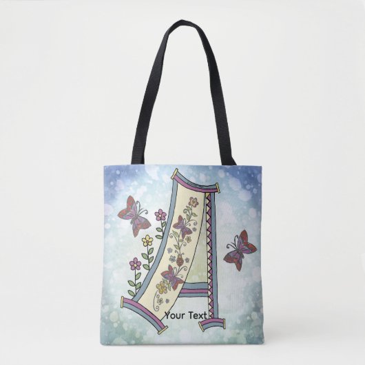 bloemig Monogram A Tote Bag (Voorkant)