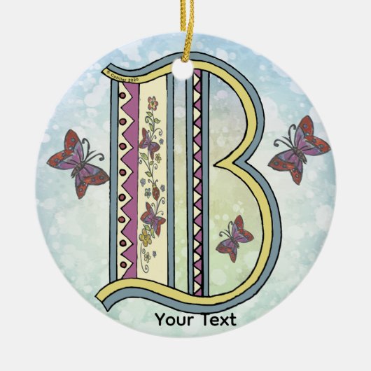 bloemig Monogram B Keramisch Ornament (Voorkant)