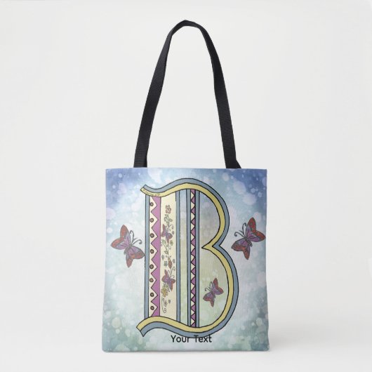 bloemig Monogram B Tote Bag (Voorkant)