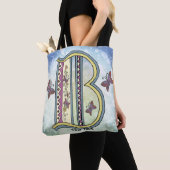bloemig Monogram B Tote Bag (Dichtbij)