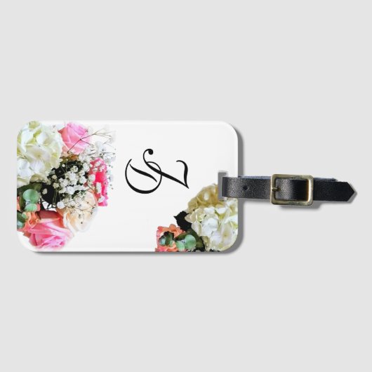 bloemig monogram Bagagelabel (Voorkant (horizontaal))