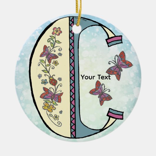 bloemig Monogram C Keramisch Ornament (Voorkant)