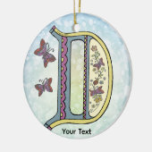 bloemig Monogram D Keramisch Ornament (Links)
