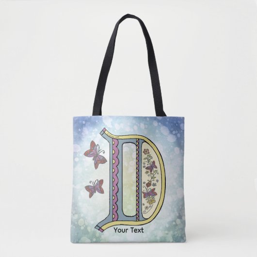 bloemig Monogram D Tote Bag (Voorkant)