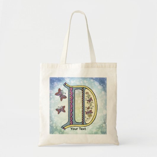 bloemig Monogram D Tote Bag (Voorkant)