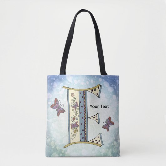 bloemig Monogram E Tote Bag (Voorkant)