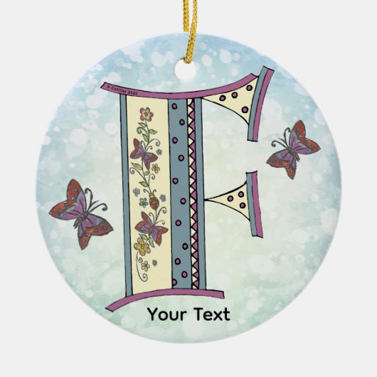 bloemig Monogram F Keramisch Ornament (Voorkant)