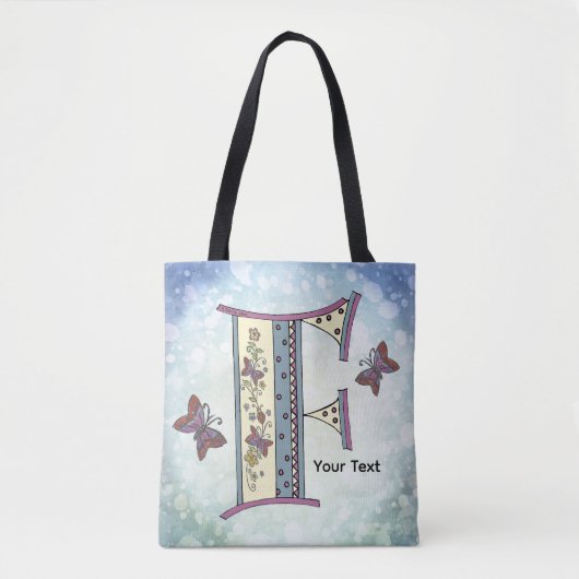 bloemig Monogram F Tote Bag (Voorkant)
