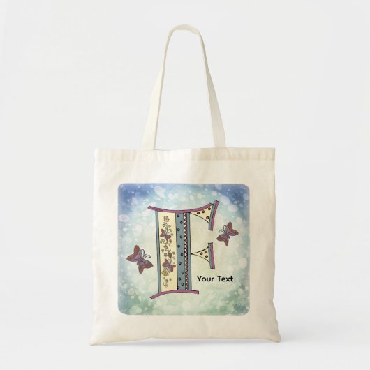 bloemig Monogram F Tote Bag (Voorkant)
