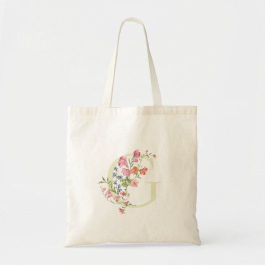 bloemig monogram G bruiloft lente bruidsfeestje Tote Bag (Voorkant)