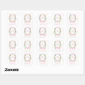 Bloemig monogram gegraveerd retouradres vierkante sticker (Vel)