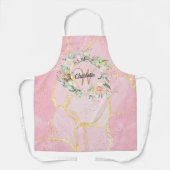 Bloemig Monogram Gouden Script Roze Geode Agaat Schort (Voorkant)