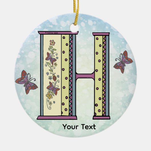 bloemig Monogram H Keramisch Ornament (Voorkant)