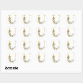Bloemig monogram in goud Classic Ronde Sticker (Vel)