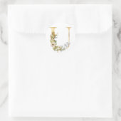 Bloemig monogram in goud Classic Ronde Sticker (Tas)
