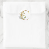 Bloemig monogram in goud Classic Ronde Sticker (Tas)