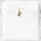 Bloemig monogram in goud Klassieke Ronde Sticker (Tas)