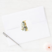 Bloemig monogram in goud Klassieke Ronde Sticker (Envelop)