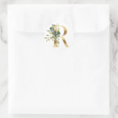 Bloemig monogram in goud Klassieke Ronde Sticker (Tas)