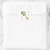 Bloemig monogram in goud Klassieke Ronde Sticker (Tas)
