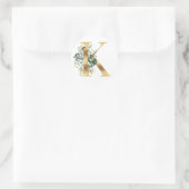 Bloemig monogram in goud Klassieke Ronde Sticker (Tas)