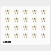 Bloemig monogram in goud Klassieke Ronde Sticker (Vel)