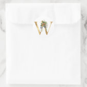 Bloemig monogram in goud Klassieke Ronde Sticker (Tas)