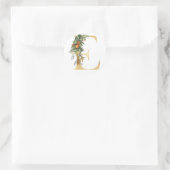 Bloemig monogram in goud Klassieke Ronde Sticker (Tas)