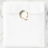 Bloemig monogram in goud Klassieke Ronde Sticker (Tas)