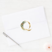 Bloemig monogram in goud Klassieke Ronde Sticker (Envelop)