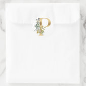 Bloemig monogram in goud Klassieke Ronde Sticker (Tas)