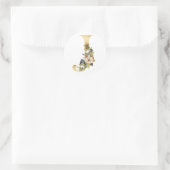 Bloemig monogram in goud Klassieke Ronde Sticker (Tas)