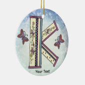 bloemig Monogram K Keramisch Ornament (Rechts)