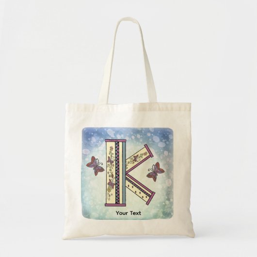 bloemig Monogram K Tote Bag (Voorkant)