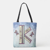 bloemig Monogram K Tote Bag (Achterkant)