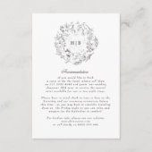 Bloemig Monogram Klassieke Krans Trouwdetails Informatiekaartje (Voorkant)