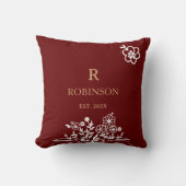 Bloemig Monogram Kussen | Rood & Goud Huisdecorati (Voorkant)