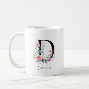 Bloemig Monogram – Letter D Koffiemok
