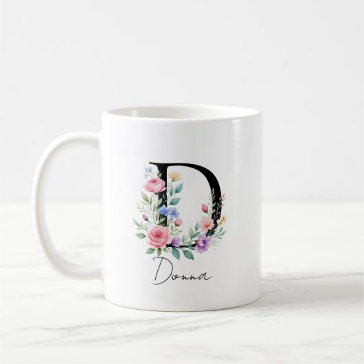 Bloemig Monogram – Letter D Koffiemok (Links)