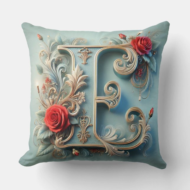 Bloemig monogram letter E decor huisaccent ✨ Kussen (Voorkant)