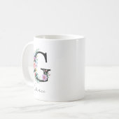 Bloemig Monogram – Letter G Koffiemok (Voorkant links)