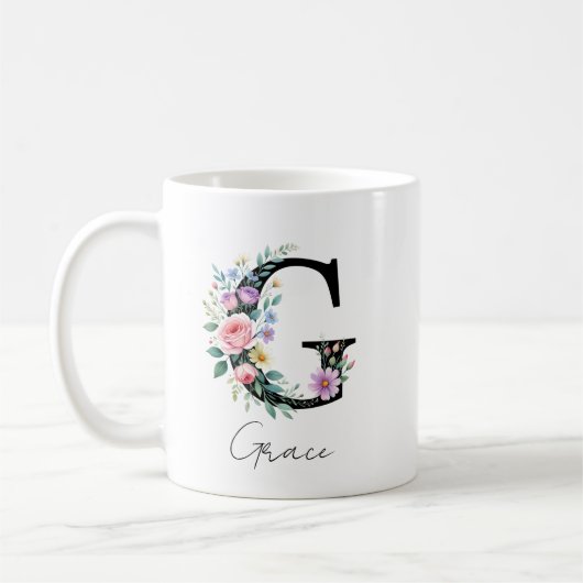 Bloemig Monogram – Letter G Koffiemok (Links)