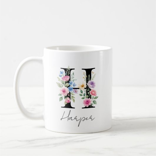 Bloemig Monogram – Letter H Koffiemok (Links)