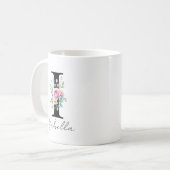 Bloemig Monogram – Letter I Koffiemok (Voorkant links)