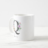 Bloemig Monogram – Letter Q Koffiemok (Voorkant links)