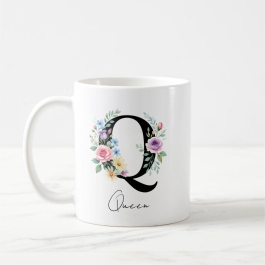 Bloemig Monogram – Letter Q Koffiemok (Links)