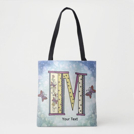 bloemig Monogram M Tote Bag (Voorkant)