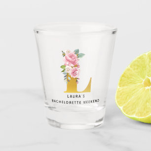 Bloemig Monogram Meisjesweekend Letter L Shot Glas