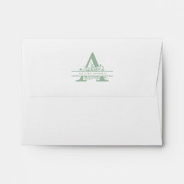 Bloemig monogram met groene Gingham-envelop Envelop