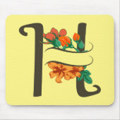 Bloemig monogram met hoofdletter H Muismat (Voorkant)